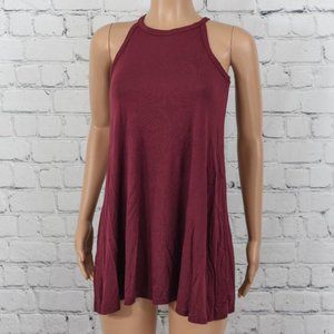 women wine red tunic mini dress